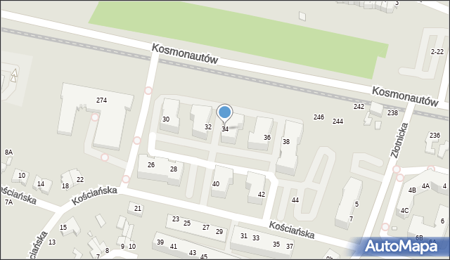 Wrocław, Kościańska, 34, mapa Wrocławia