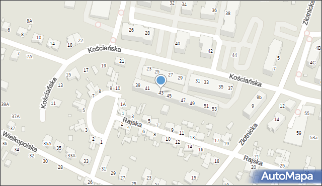 Wrocław, Kościańska, 43, mapa Wrocławia