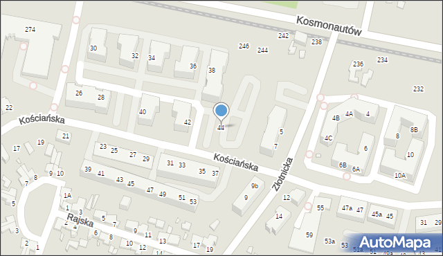 Wrocław, Kościańska, 44, mapa Wrocławia