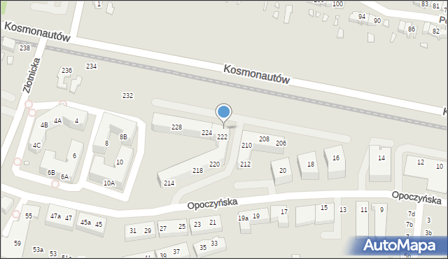 Wrocław, Kosmonautów, 222b, mapa Wrocławia