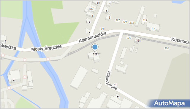 Wrocław, Kosmonautów, 328, mapa Wrocławia