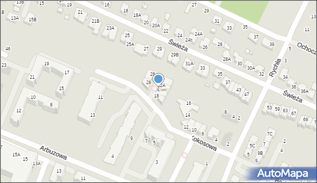 Wrocław, Kokosowa, 20A, mapa Wrocławia