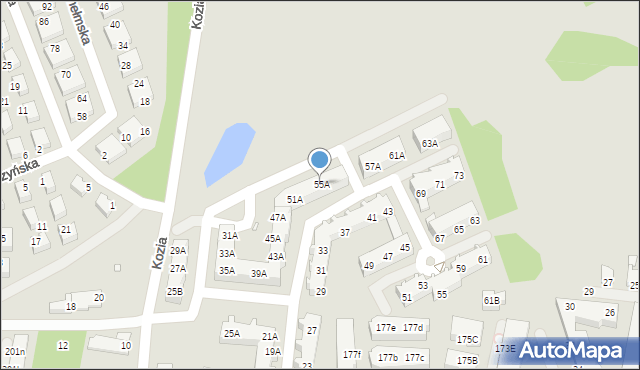 Wrocław, Kozia, 55A, mapa Wrocławia