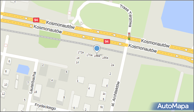 Wrocław, Kosmonautów, 168a, mapa Wrocławia