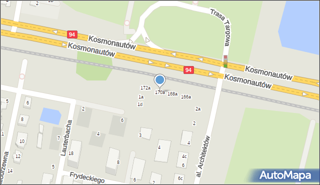 Wrocław, Kosmonautów, 170a, mapa Wrocławia