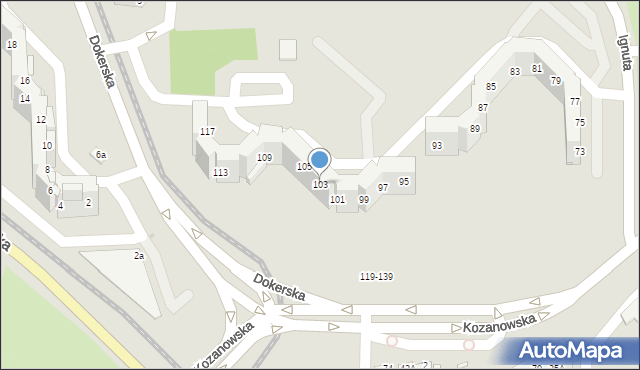 Wrocław, Kozanowska, 103, mapa Wrocławia