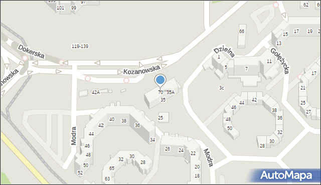 Wrocław, Kozanowska, 70, mapa Wrocławia