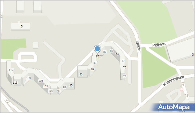 Wrocław, Kozanowska, 85, mapa Wrocławia