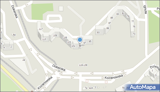 Wrocław, Kozanowska, 99, mapa Wrocławia