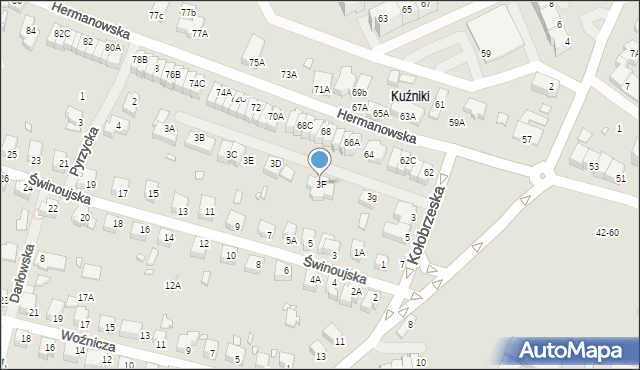 Wrocław, Kołobrzeska, 3F, mapa Wrocławia