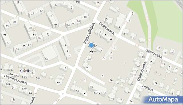 Wrocław, Koszalińska, 7B, mapa Wrocławia