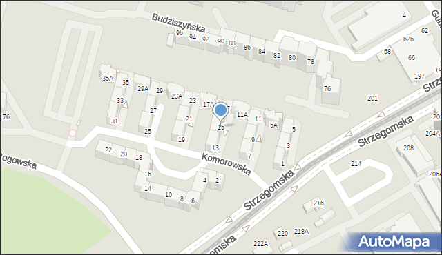 Wrocław, Komorowska, 15, mapa Wrocławia