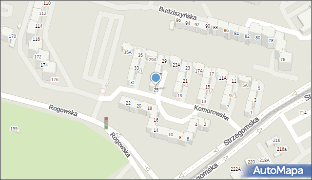 Wrocław, Komorowska, 25, mapa Wrocławia