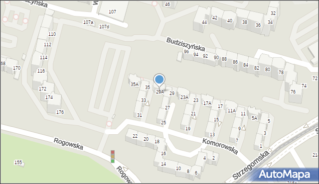 Wrocław, Komorowska, 29A, mapa Wrocławia