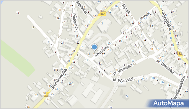 Wronki, Kościelna, 18, mapa Wronki