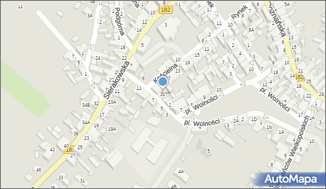 Wronki, Kościelna, 31, mapa Wronki