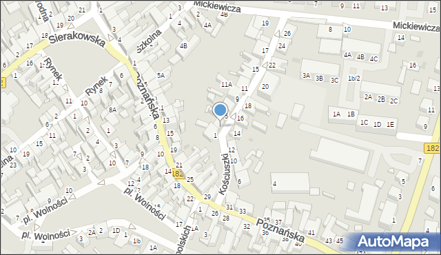 Wronki, Kościuszki Tadeusza, gen., 3, mapa Wronki