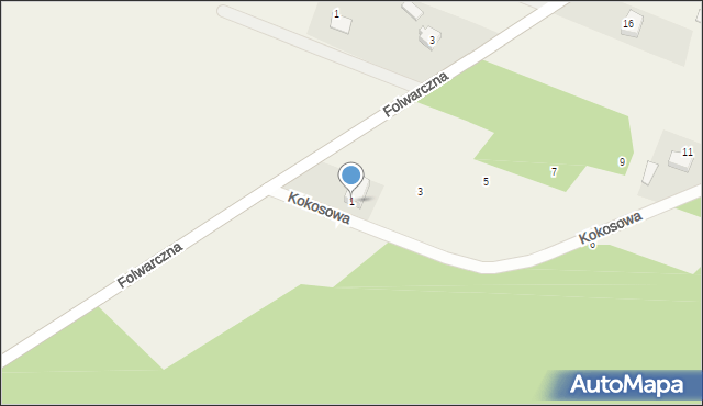 Wronowice, Kokosowa, 1, mapa Wronowice