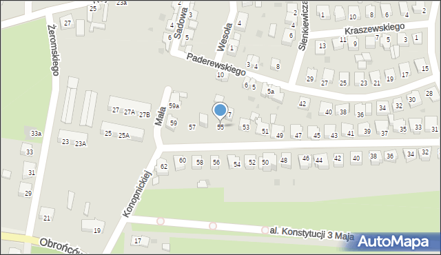 Wschowa, Konopnickiej Marii, 55, mapa Wschowa