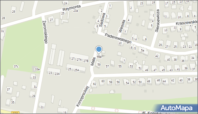 Wschowa, Konopnickiej Marii, 59a, mapa Wschowa