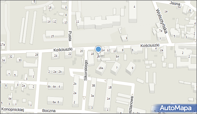 Wschowa, Kościuszki Tadeusza, gen., 16, mapa Wschowa