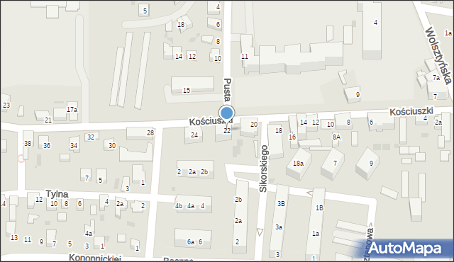 Wschowa, Kościuszki Tadeusza, gen., 22, mapa Wschowa