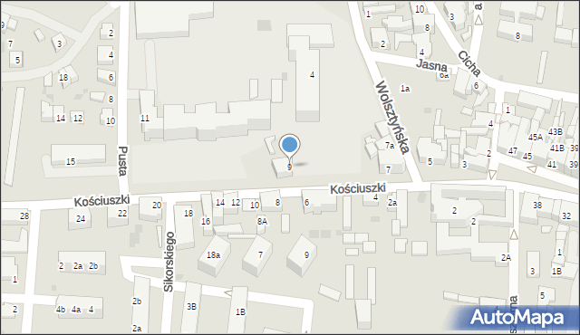 Wschowa, Kościuszki Tadeusza, gen., 9, mapa Wschowa