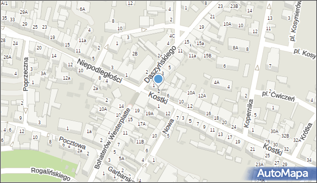 Wschowa, Kostki, ks., 2, mapa Wschowa