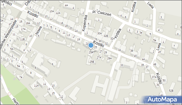 Wschowa, Kostki, ks., 23A, mapa Wschowa