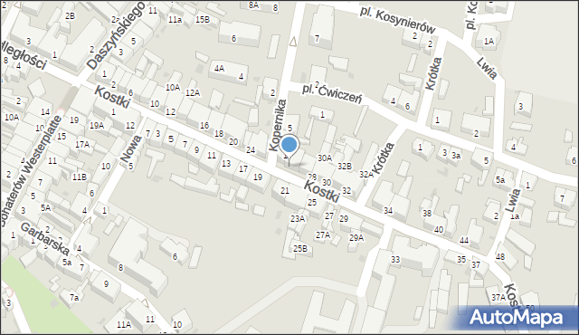 Wschowa, Kostki, ks., 26, mapa Wschowa