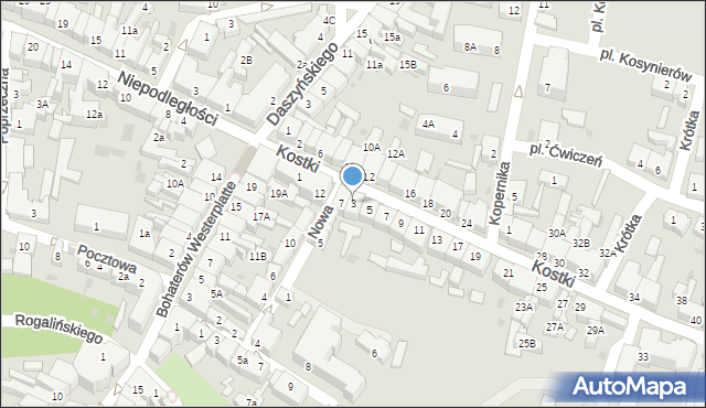 Wschowa, Kostki, ks., 3, mapa Wschowa