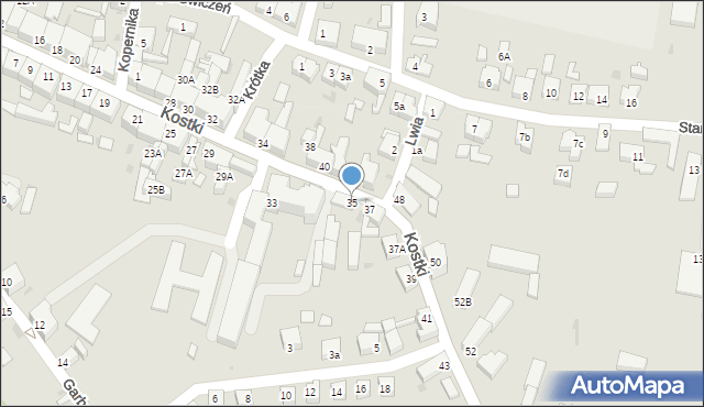 Wschowa, Kostki, ks., 35, mapa Wschowa