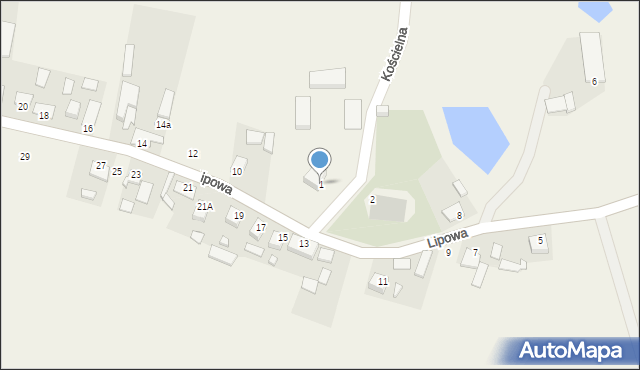 Wudzyn, Kościelna, 1, mapa Wudzyn