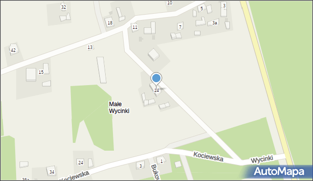 Wycinki, Kociewska, 14, mapa Wycinki
