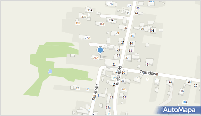 Wymysłów, Kościuszki Tadeusza, gen., 21c, mapa Wymysłów