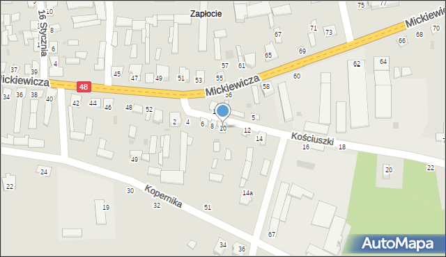 Wyśmierzyce, Kościuszki Tadeusza, gen., 10, mapa Wyśmierzyce