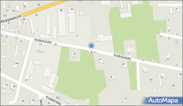 Wyśmierzyce, Kościuszki Tadeusza, gen., 22, mapa Wyśmierzyce