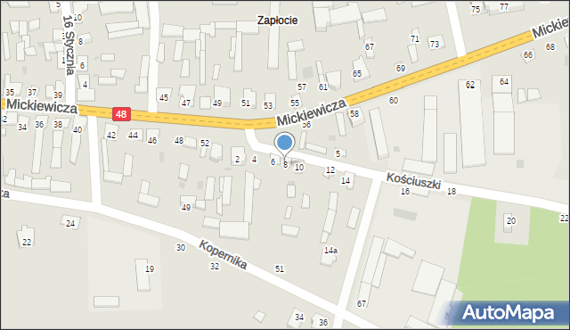 Wyśmierzyce, Kościuszki Tadeusza, gen., 8, mapa Wyśmierzyce