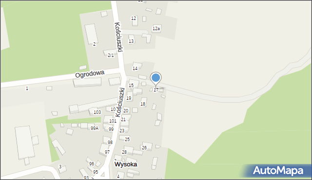 Wysoka, Kościuszki Tadeusza, gen., 17, mapa Wysoka