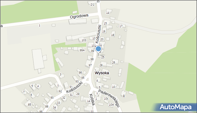 Wysoka, Kościuszki Tadeusza, gen., 24, mapa Wysoka