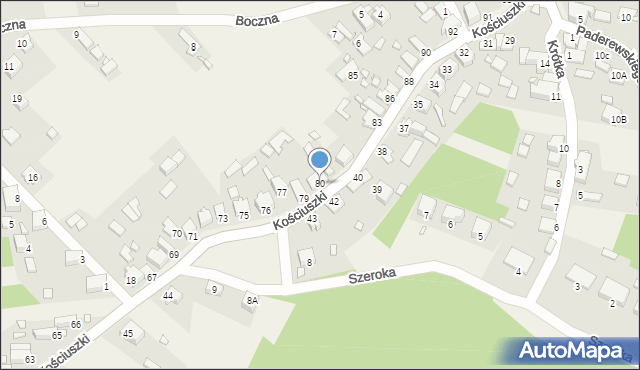 Wysoka, Kościuszki Tadeusza, gen., 80, mapa Wysoka