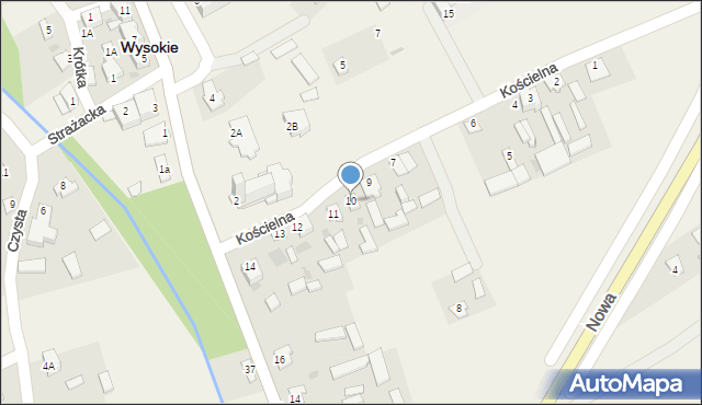 Wysokie, Kościelna, 10, mapa Wysokie