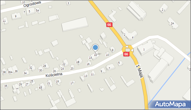 Wysokie Mazowieckie, Kościelna, 12, mapa Wysokie Mazowieckie