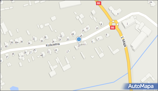 Wysokie Mazowieckie, Kościelna, 13, mapa Wysokie Mazowieckie