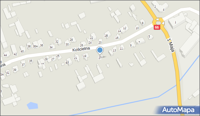 Wysokie Mazowieckie, Kościelna, 17, mapa Wysokie Mazowieckie