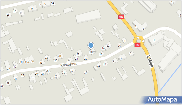 Wysokie Mazowieckie, Kościelna, 18, mapa Wysokie Mazowieckie