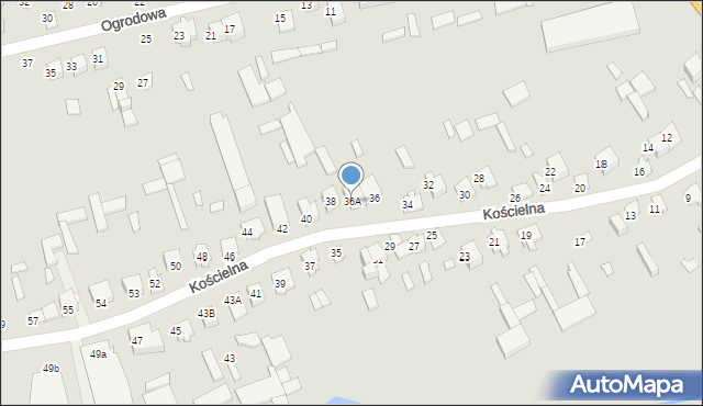 Wysokie Mazowieckie, Kościelna, 36A, mapa Wysokie Mazowieckie
