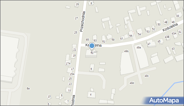 Wysokie Mazowieckie, Kościelna, 51, mapa Wysokie Mazowieckie