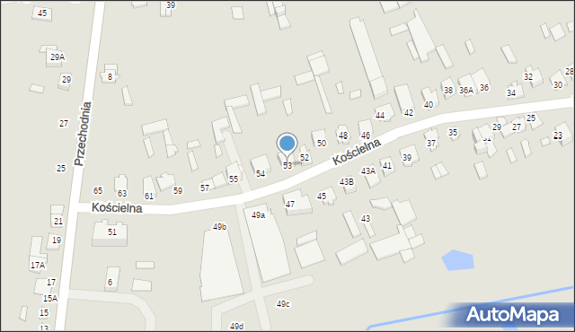 Wysokie Mazowieckie, Kościelna, 53, mapa Wysokie Mazowieckie