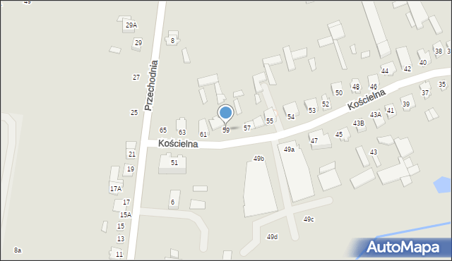 Wysokie Mazowieckie, Kościelna, 59, mapa Wysokie Mazowieckie